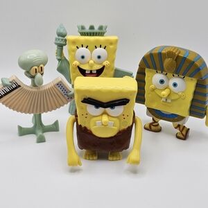 Spongebob Lost In Time Burger King Kids Club Toy Lot 2005 Caveman Liberty Tut